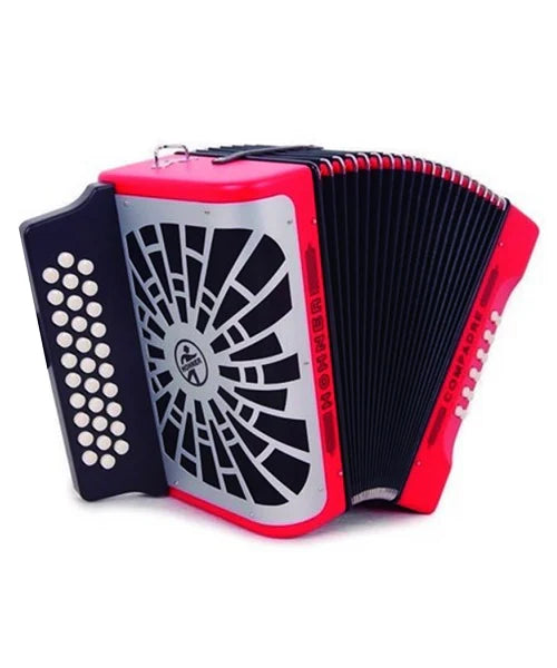 ACORDEON DIATONICO HOHNER "COMPADRE" FA-SIB-MIB, ROJO CON FUNDA MOD.A48441