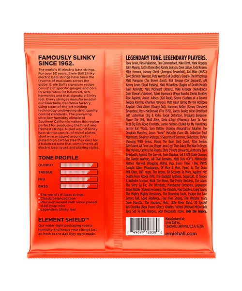 ENCORDADURA ERNIE BALL "HYBRID SLINKY" PARA BAJO ELECTRICO, COATED, 6 CUERDAS, 032-130 2838