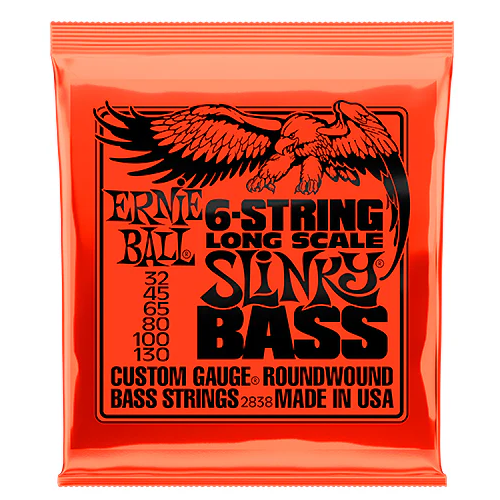 ENCORDADURA ERNIE BALL "HYBRID SLINKY" PARA BAJO ELECTRICO, COATED, 6 CUERDAS, 032-130 2838