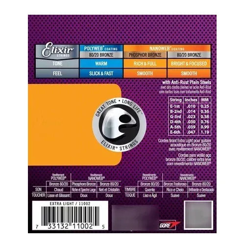 ENCORDADURA ACUS ELIXIR 33132 1102 EXTRA LIGHT .0 10-047 PAQ