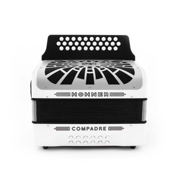 ACORDEON DIATONICO HOHNER "COMPADRE" FA-SIB-MIB-, BLANCO CON FUNDA A48431