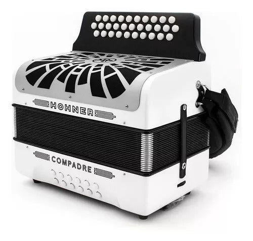 ACORDEON DIATONICO HOHNER "COMPADRE" FA-SIB-MIB-, BLANCO CON FUNDA A48431