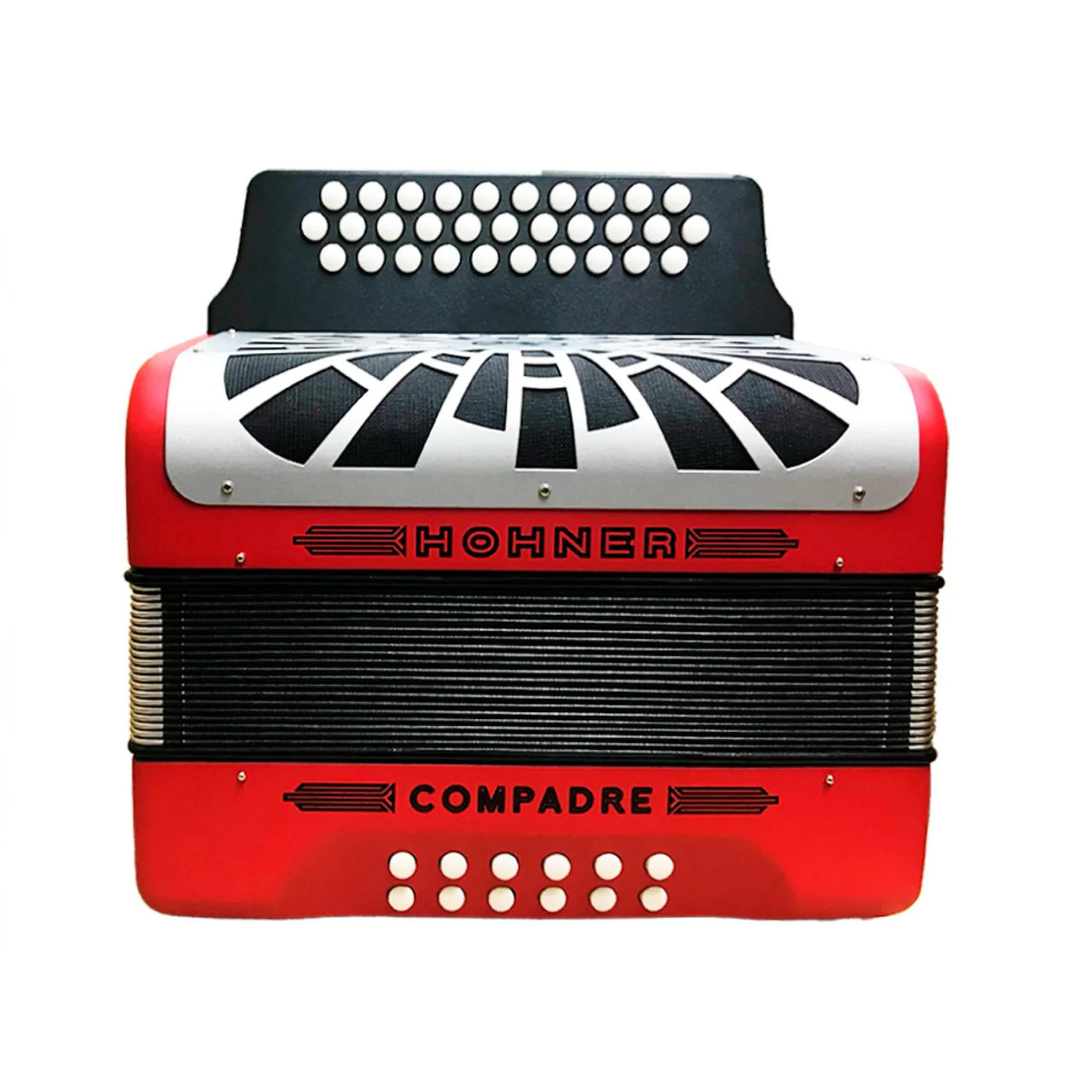 ACORDEON DIATONICO HOHNER "COMPADRE" FA-SIB-MIB, ROJO CON FUNDA MOD.A48441