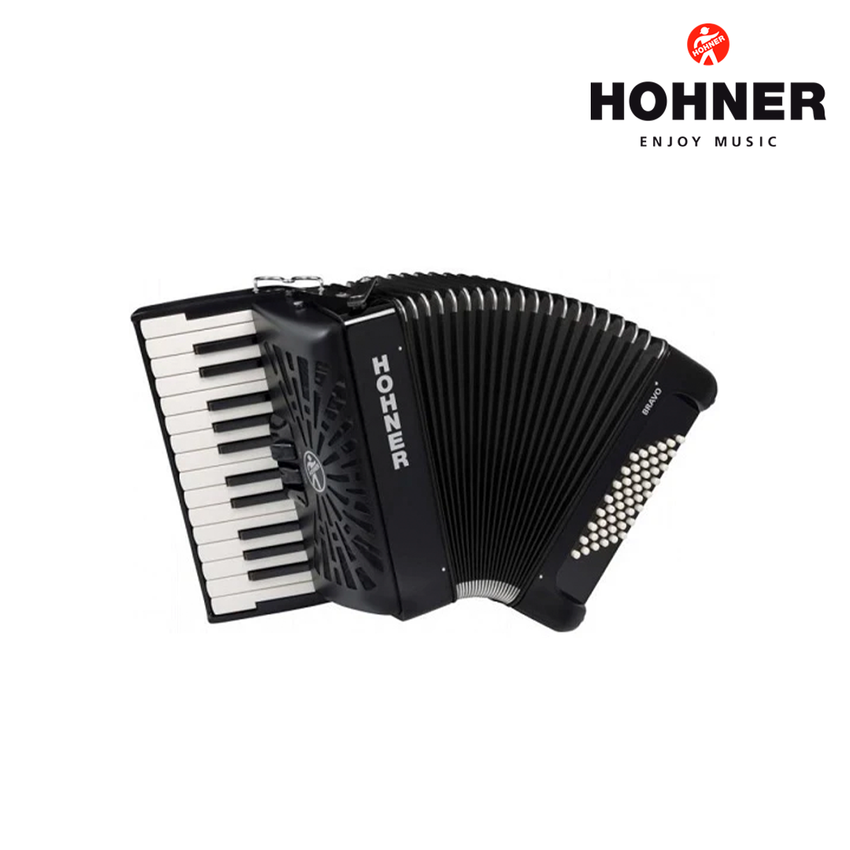 ACORDEON CROMATICO HOHNER BRAVO II, 26 TECLAS 48 BAJOS NEGRO