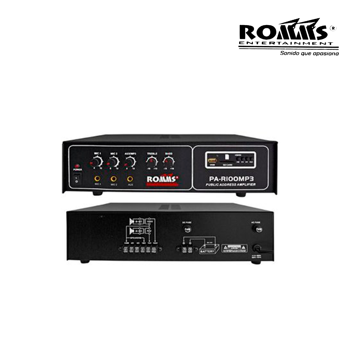 AMPLIFICADOR DE AUDIO 100W PA-R100MP3
