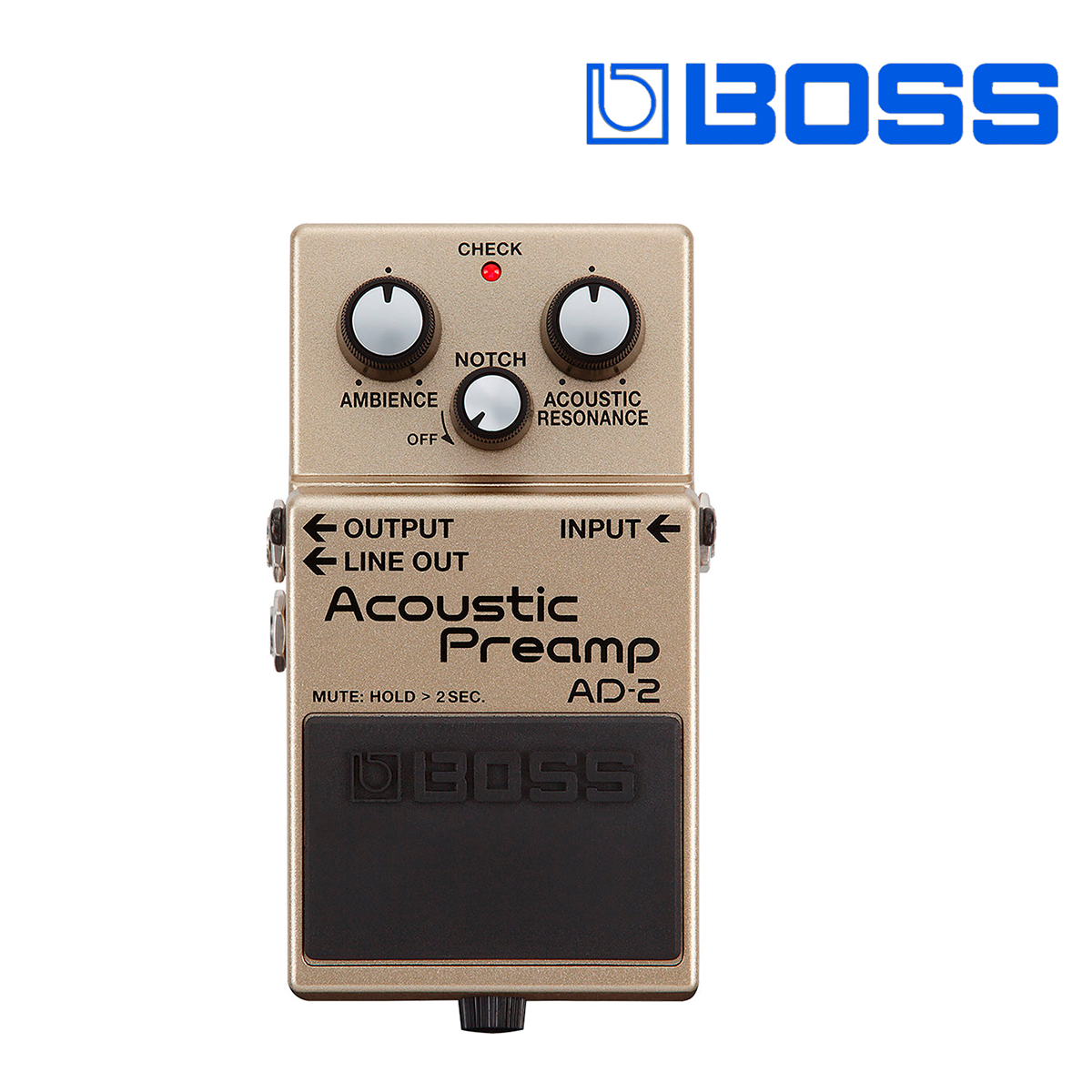 PEDAL COMPACTO PREAMPLIFICADOR ACUSTICO P/GUITARRA ACUSTICA Y ELECTRICA AD-2