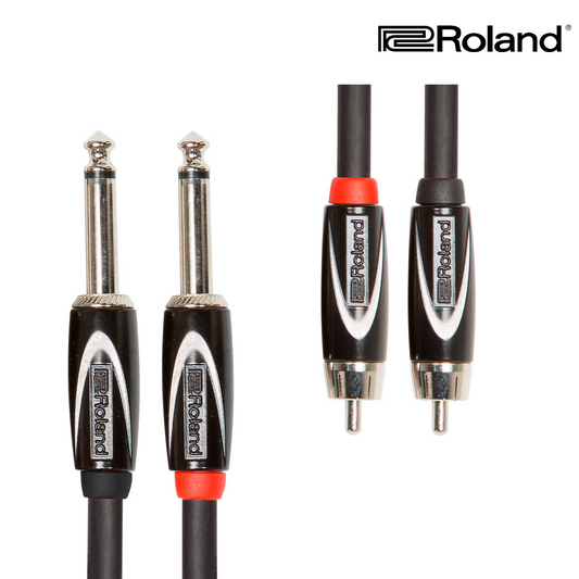 CABLE ROLAND SERIE BLACK (CABLE DOBLE) 2 CONECTORES TR PLUG 6.3MM - 2 CONECTORES RCA 3 MTS. RCC-10-2R28