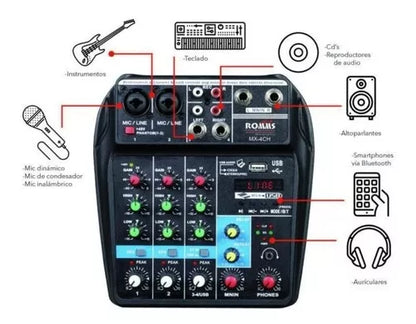 MEZCLADORA PASIVA DE 4 CANALES MX-4CH