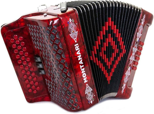 ACORDEON MONTANA 34 BOTONES-12 BAS ROJO  (HERMES)