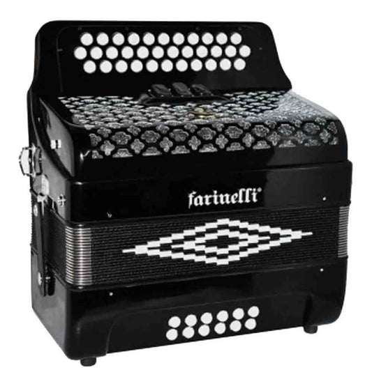 ACORDEON FARINELLI BOTONES SOL NEGRO 34 BOTONES 12 BJ 3 REGS