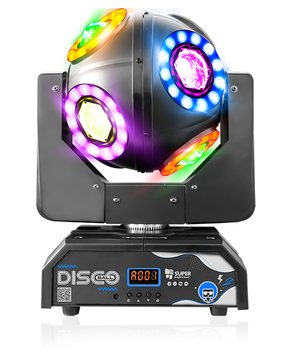 CABEZA MOVIL 8 LEDS 10W DISCO BALL