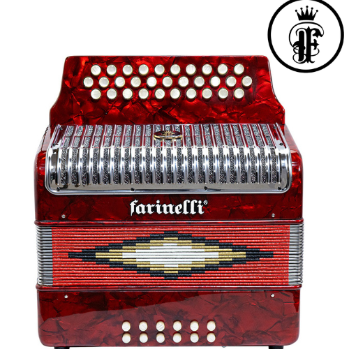 ACORDEON FARINELLI BOTONES FA ROJO PARRILLA METAL 3012