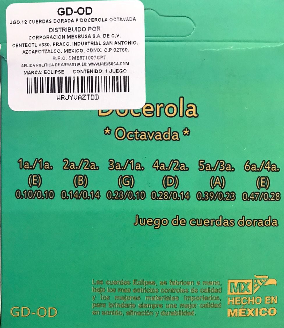 JGO.12 CUERDAS DORADA P/DOCEROLA OCTAVA GD-OD