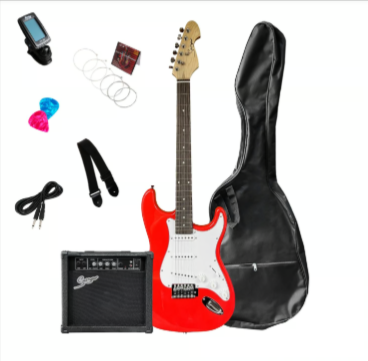 PAQUETE DE GUITARRA ELECTRICA  ROJO SMIGER TIPO ST H-S-S