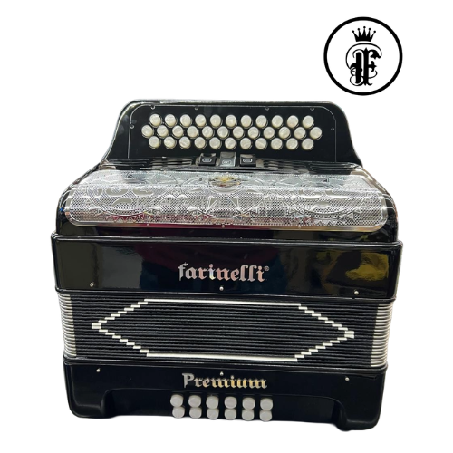 ACORDEON BOTONES FA NEGRO 3 REGISTROS FARINELLI