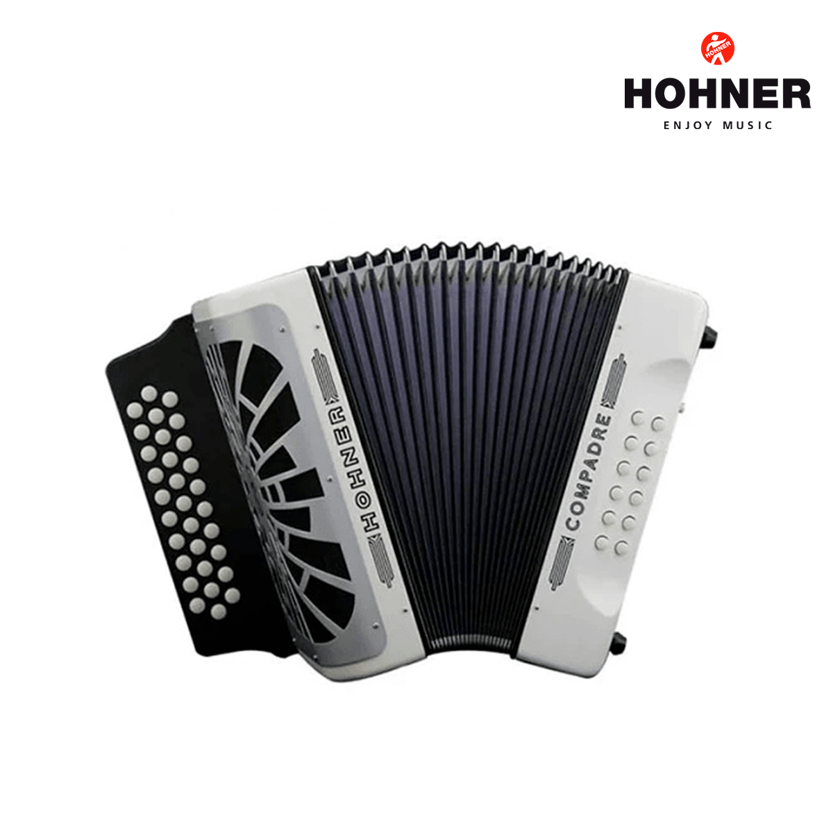 ACORDEON DIATONICO HOHNER "COMPADRE" SOL-DO-FA, BLANCO C/FUNDA MOD.A4823S