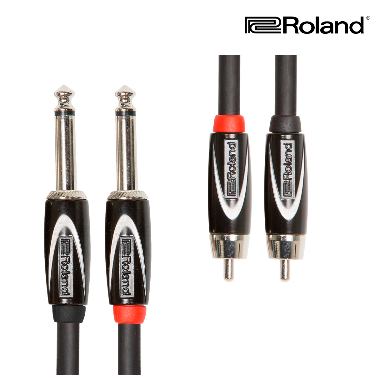 CABLE ROLAND SERIE BLACK (CABLE DOBLE) 2 CONECTORES TR PLUG 6.3MM - 2 CONECTORES RCA 3 MTS. RCC-10-2R28